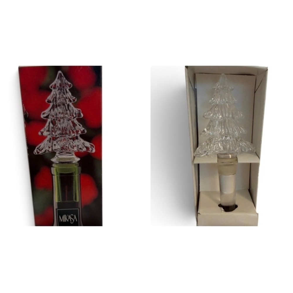 Mikasa Holiday Time Christmas Tree Crystal Glass Bottle Stopper T8193/900 Clear